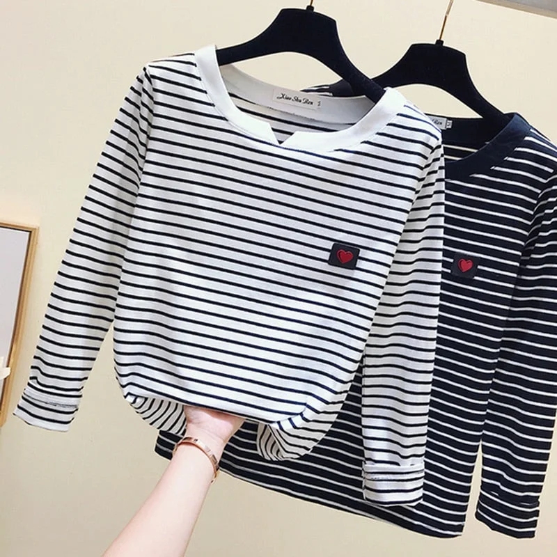 Amy Fashion - Long Sleeve Korean Style Slim Basic Cotton T-shirt