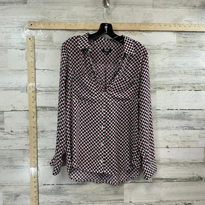 Blouse Long Sleeve By Premise Studio In Red & White, Size: M