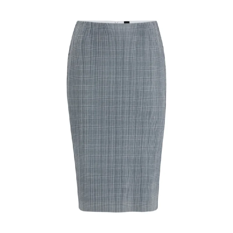 Checked, pleated pencil skirt