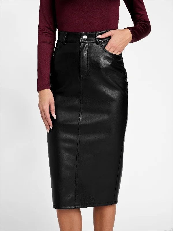 Faux-Leather Midi Skirt