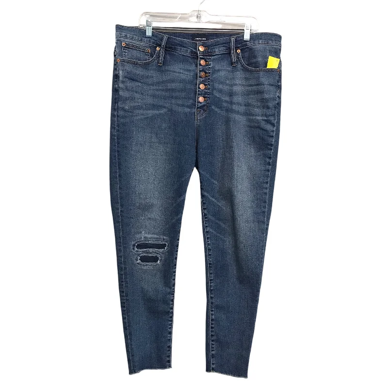 Jeans Skinny By J. Crew In Blue Denim, Size:18