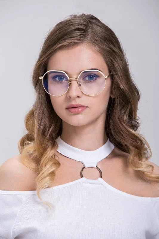 Fatima Almomen - White Top Nerdy Eyeglasses