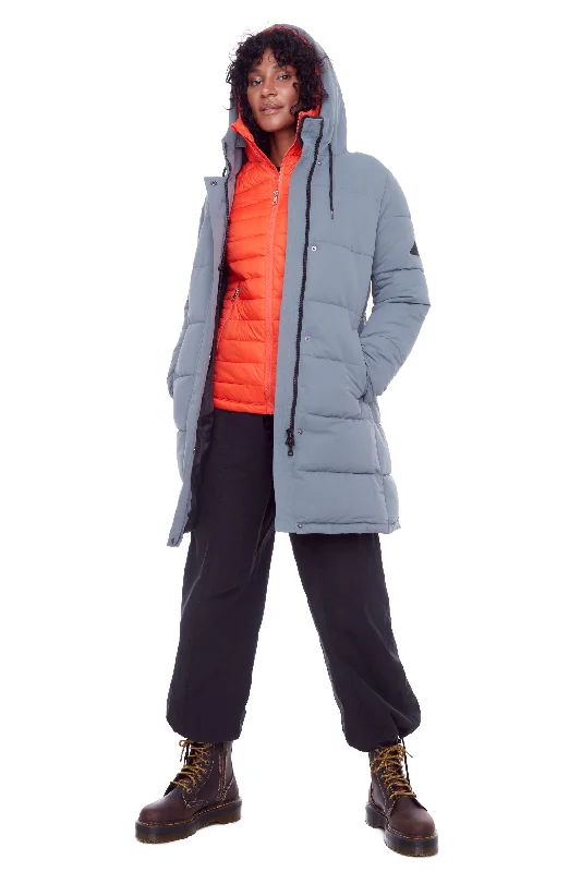 AULAVIK | WOMEN'S VEGAN DOWN (RECYCLED) MID-LENGTH HOODED PARKA COAT