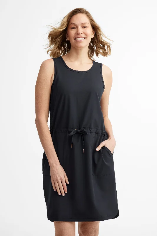 Robe col rond à poches extensible 4 sens - Femme