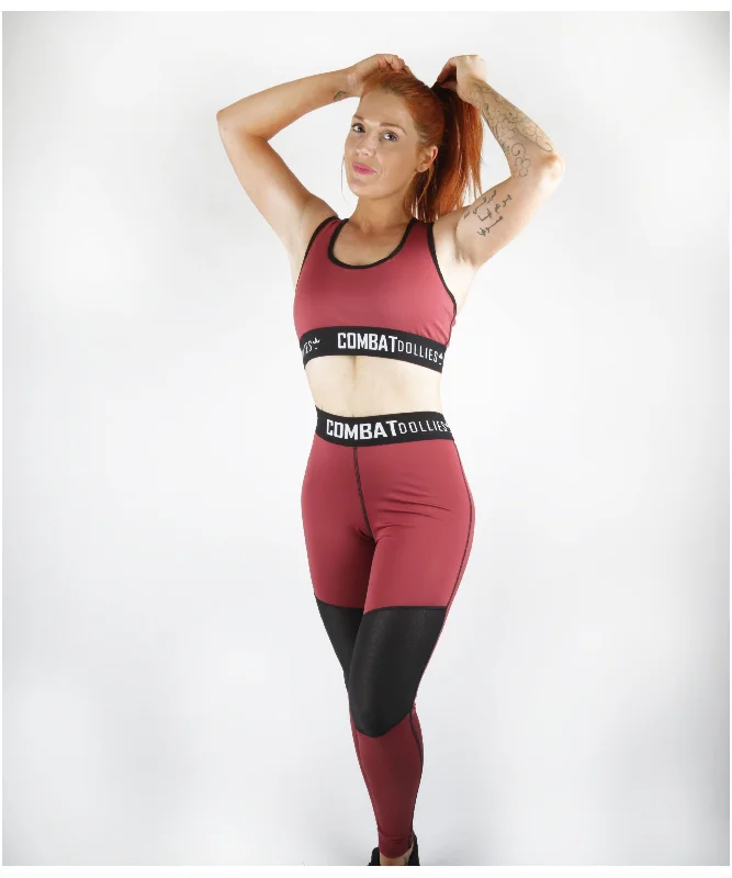 Combat Dollies Maroon Blok Sports Bra