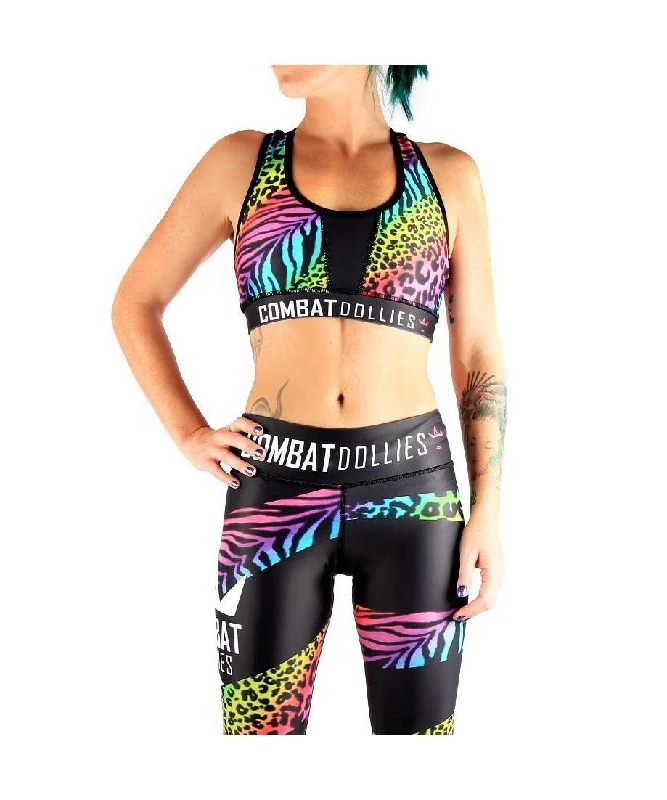 Combat Dollies Multi Print Sports Bra