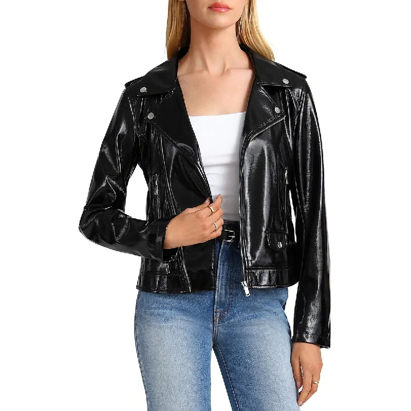 Bagatelle Womens Patent Faux Leather Motorcycle Jacket