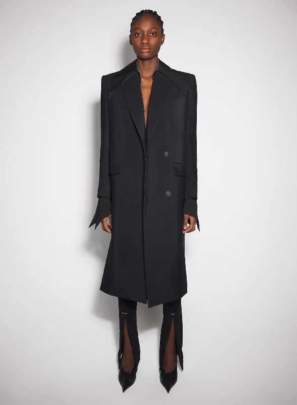 black single-breasted wool coat