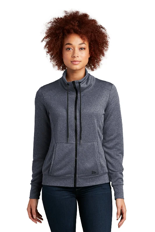 New Era Womens Performance Terry Full Zip Sweatshirt - Heather True Navy Blue