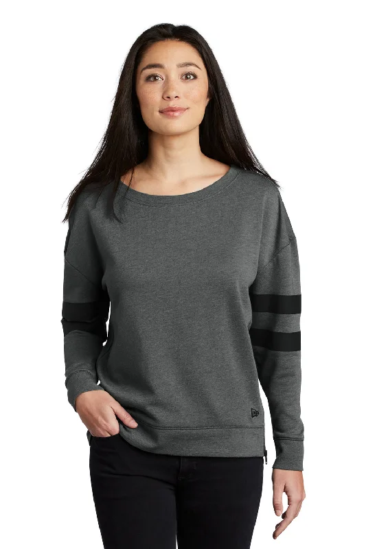 New Era Womens Varsity Fleece Crewneck Sweatshirt - Heather Black - Closeout