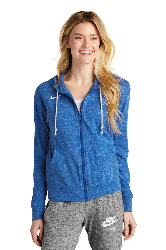 Nike Womens Gym Vintage Full Zip Hooded Sweatshirt Hoodie - Team Royal Blue