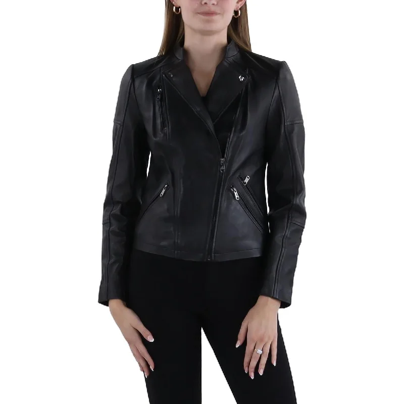 Sam Edelman Womens Genuine Lambskin Leather Short Leather Jacket