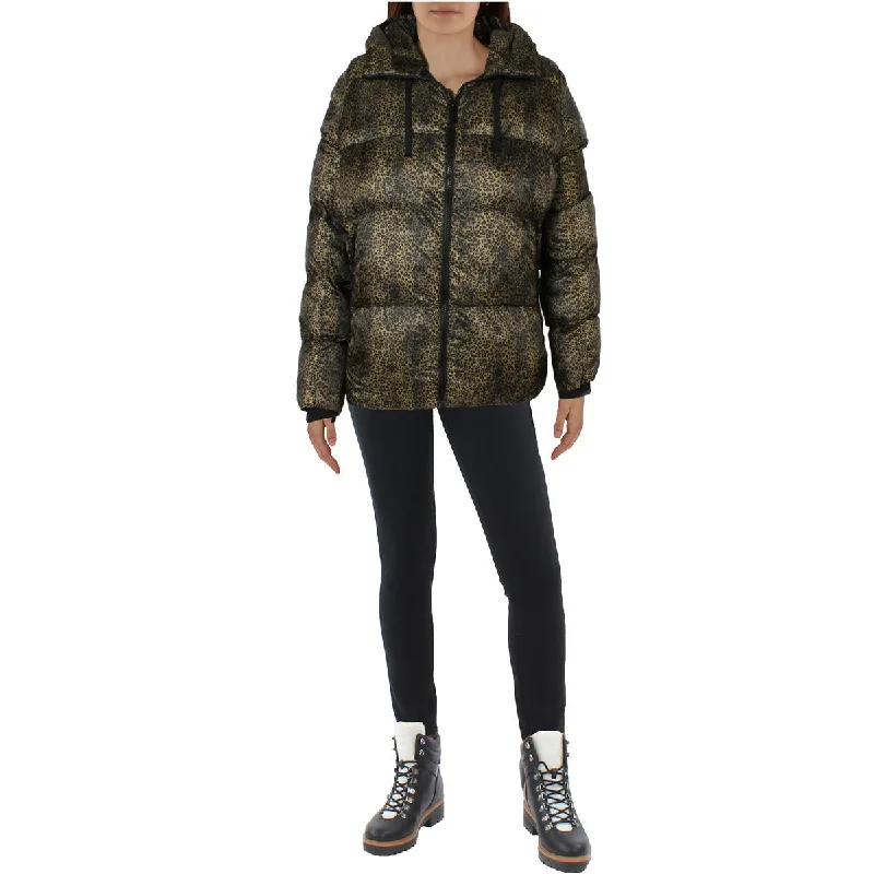 Sam Edelman Womens Hooded Short Puffer Jacket