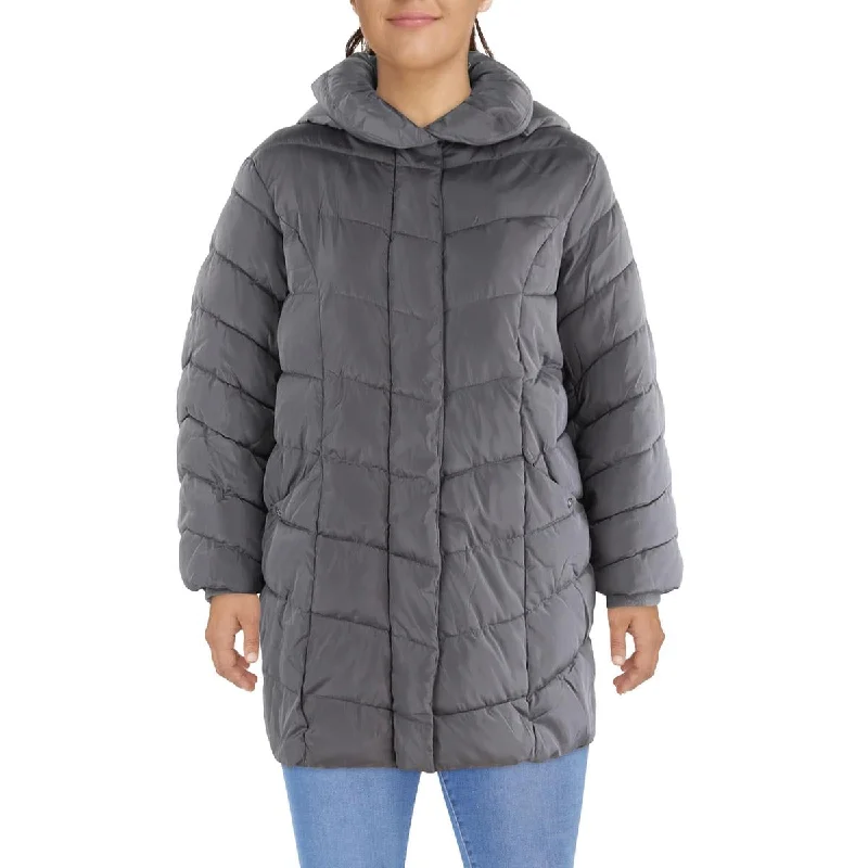 Steve Madden Womens Plus Quilted Short Puffer Jacket