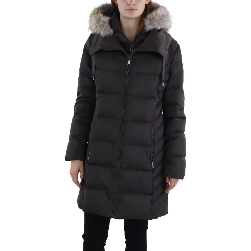 Tahari Womens Faux Fur Parka Puffer Jacket