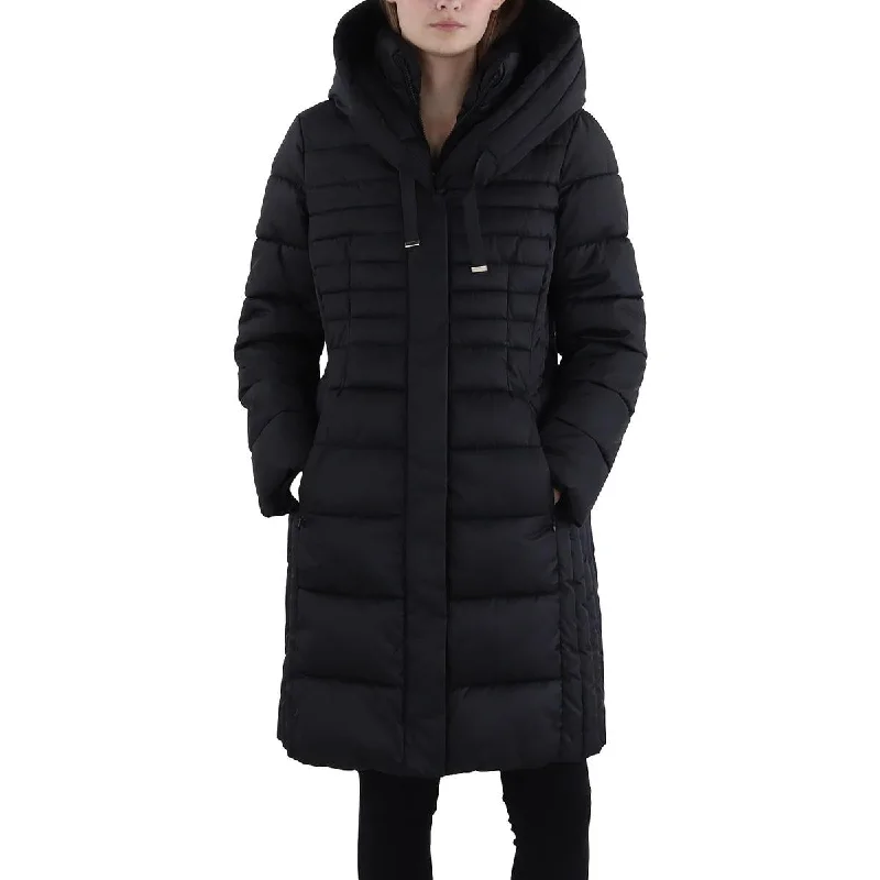 Tahari Womens Hooded Long Puffer Jacket