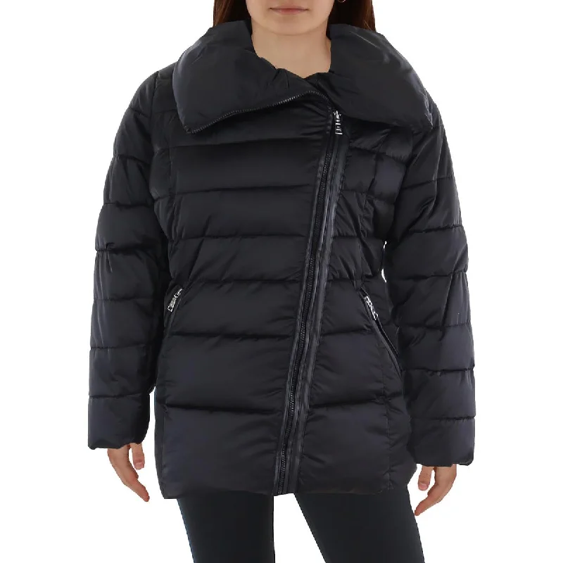 Tahari Womens Plus Insulated Asymmetric Puffer Jacket